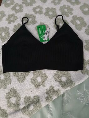 PINK Victoria's Secret Seamless Black Ribbed Bralette